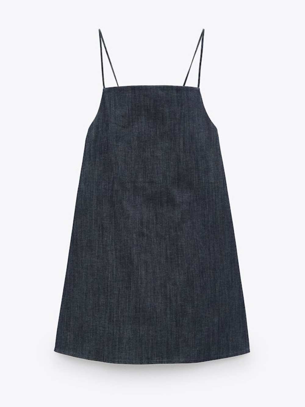 Zara Dark Wash Denim Dress with Strappy Spaghetti Straps